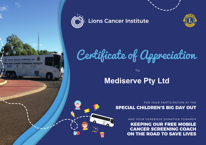 Lions Cancer Institute - Letter Of Appreciation June 2022