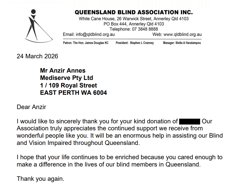 Mediserve Supports the Queensland Blind Association Inc. | Mediserve