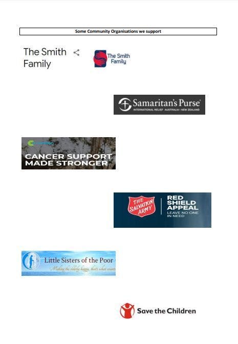 Some Community Organizations we support